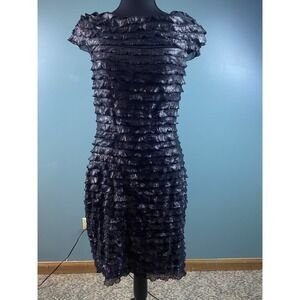 Women's Size 6 Cocktail Party Dress Black Layered Ruffle